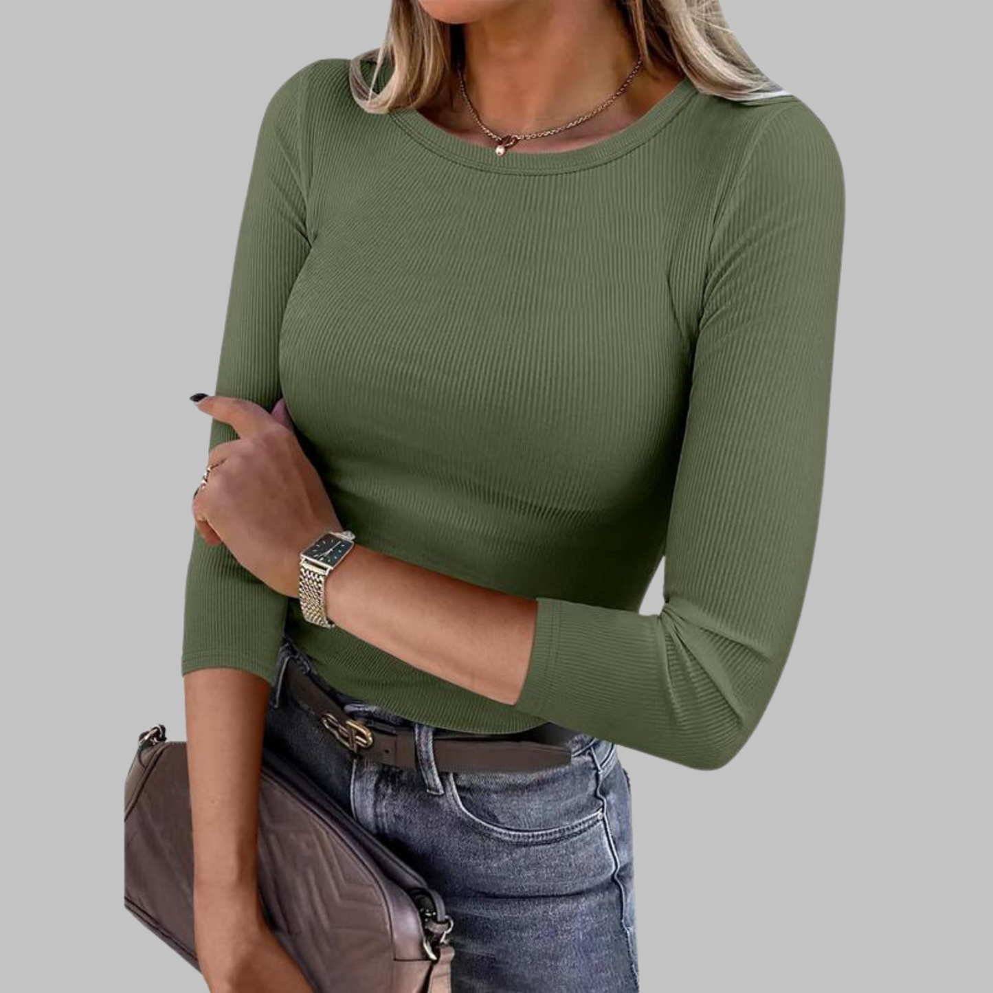 Davina | Casual Crewneck Slim-Fit Top
