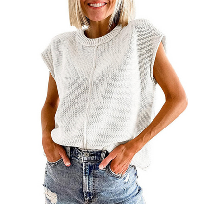Arlena | Casual Minimalist Crewneck Sleeveless Top