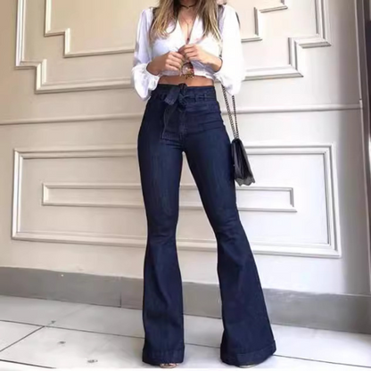 Kiara | Vintage Wide Leg Lace-Up Flared Pants