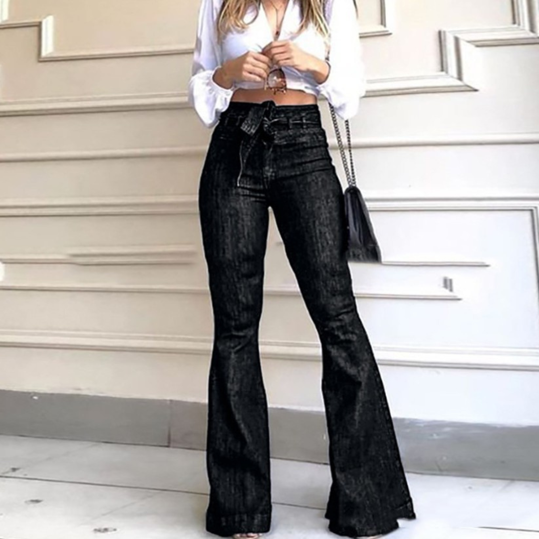 Kiara | Vintage Wide Leg Lace-Up Flared Pants