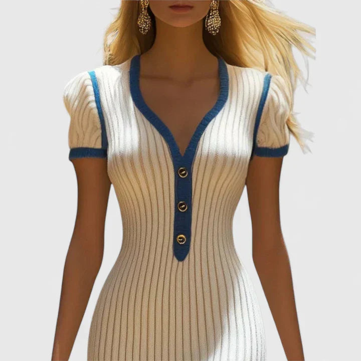 Evangeline | Modern Contrast Midi Dress