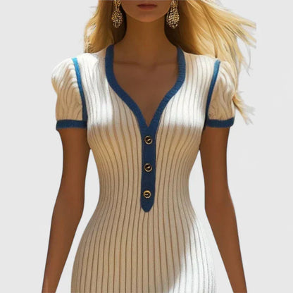 Evangeline | Modern Contrast Midi Dress