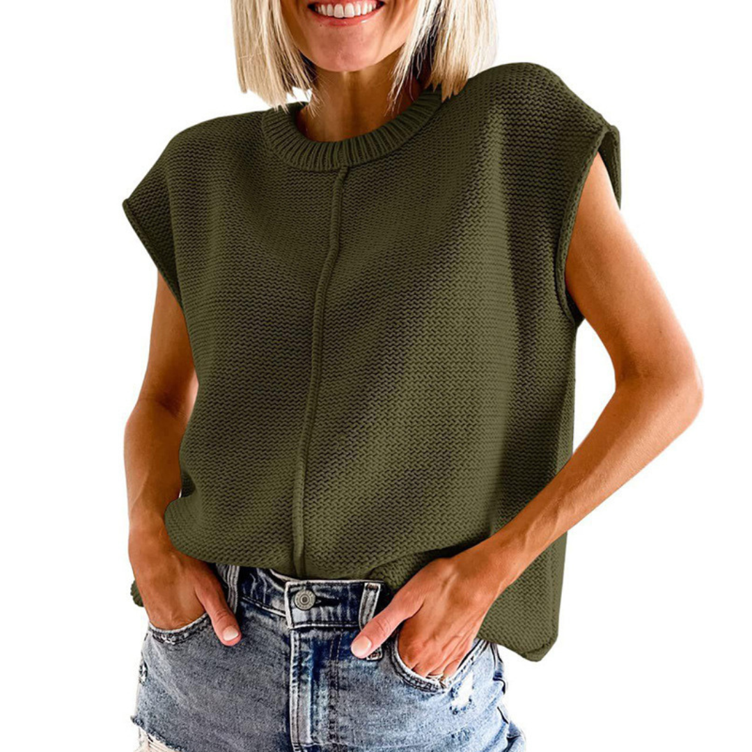 Arlena | Casual Minimalist Crewneck Sleeveless Top