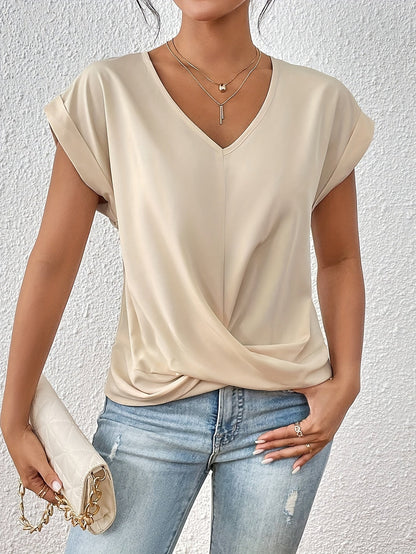 Kathrina | Elegant Twist-Front V-Neck Top