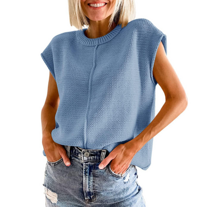 Arlena | Casual Minimalist Crewneck Sleeveless Top