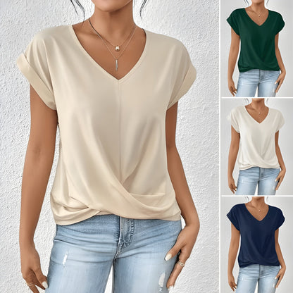 Kathrina | Elegant Twist-Front V-Neck Top