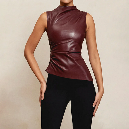 Seran | Women Sleek Faux Leather Top