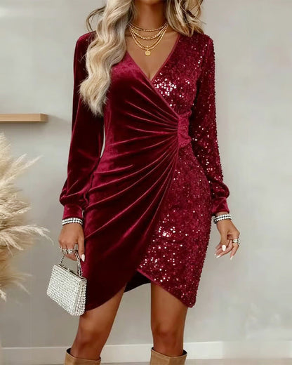 Beatrice | Festive Midi Dress with V-Neck