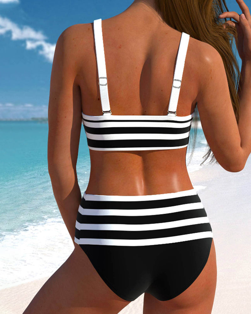 Laluna® | Gestreepte bikini met hoge taille