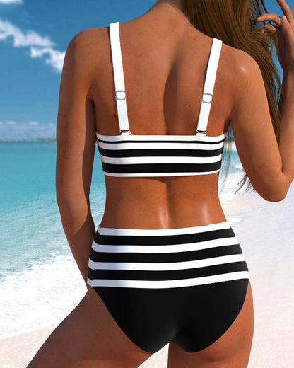 Laluna® | Gestreepte bikini met hoge taille