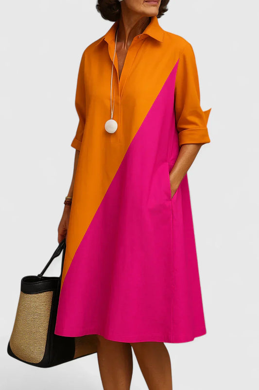 Renée | Bold color block midi dress