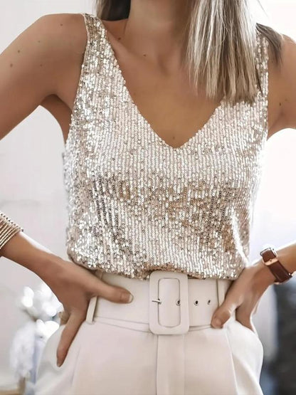 Kaity | Women Sleeveless Glitter Top