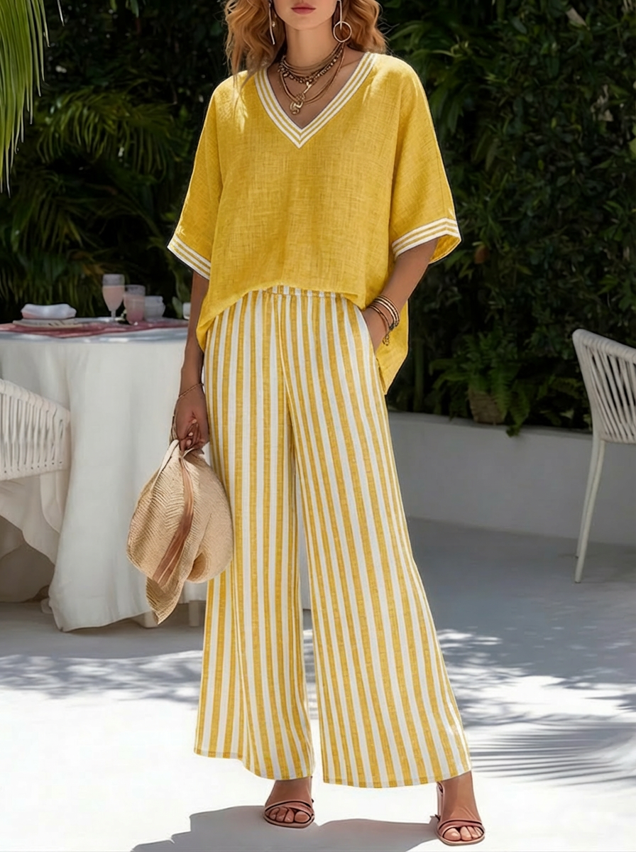 Layla | Striped Linen Set
